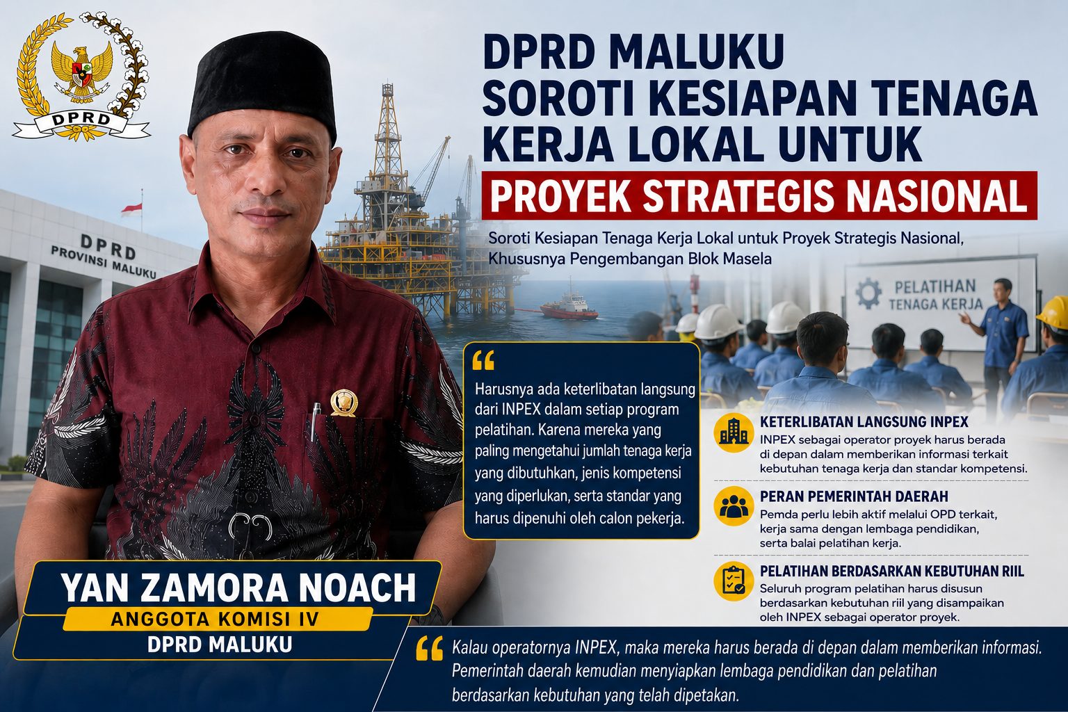 DPRD Maluku Soroti Kesiapan Tenaga Kerja Lokal untuk Proyek Strategis Nasional