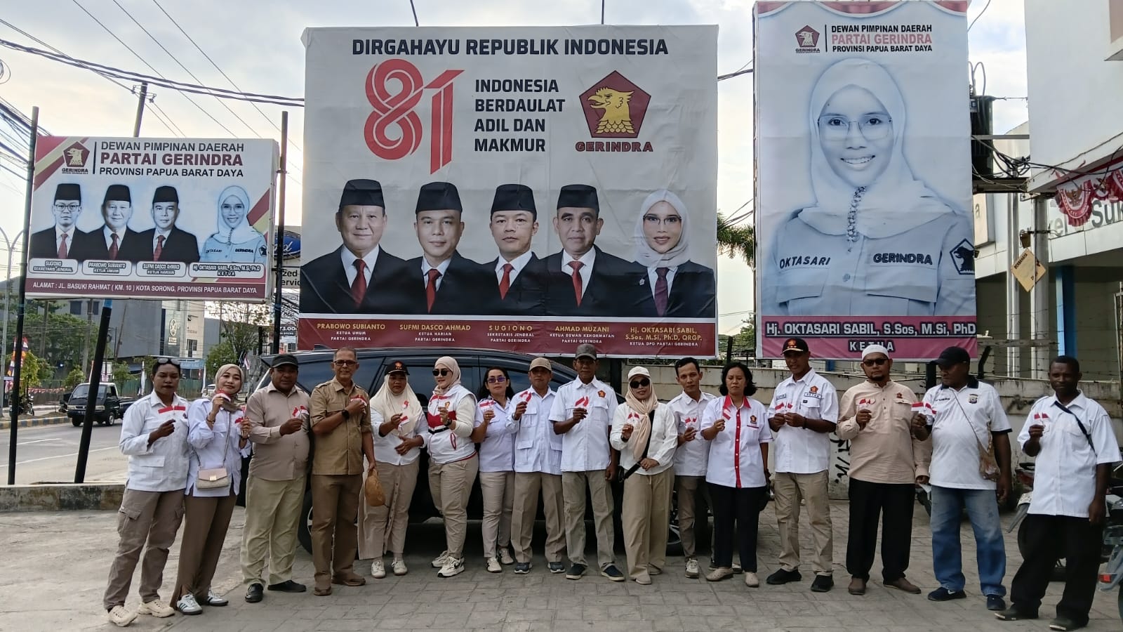 Partai Gerindra Papua Barat Daya Bagi 2.000 Bendera Merah Putih